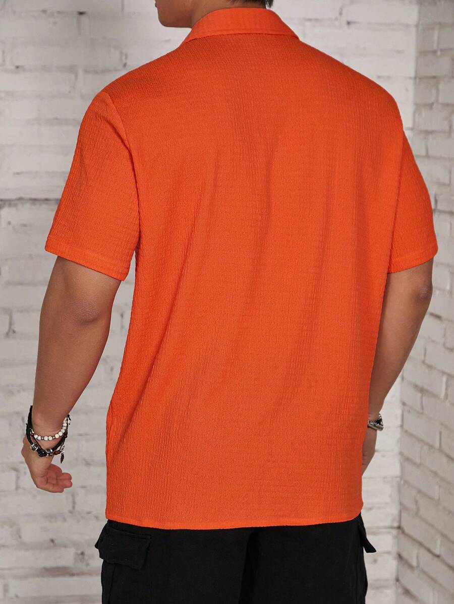 Oranje Heren Overhemd met Korte Mouwen