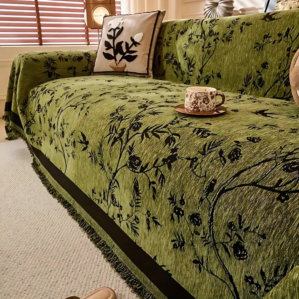 Elegante plaid met bloemmotief en franjes
