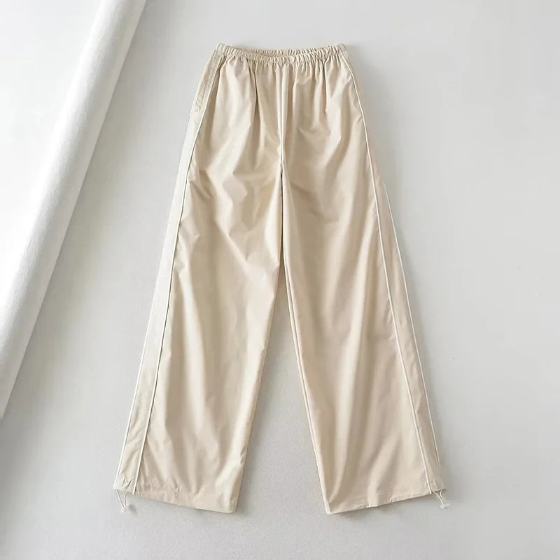 Baggy Cargo Parachute Pants met Trekkoord en Lage Taille