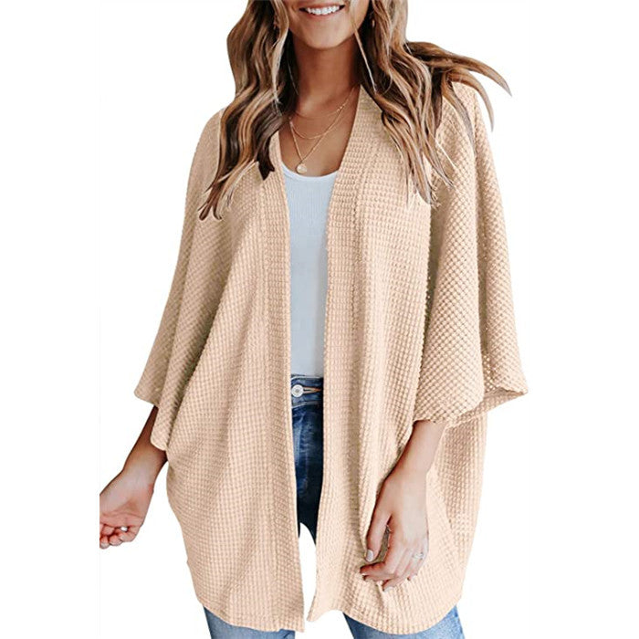 Bat Sleeve Waffle Gerson Damesvest – Oversized Comfort met Vleermuismouwen