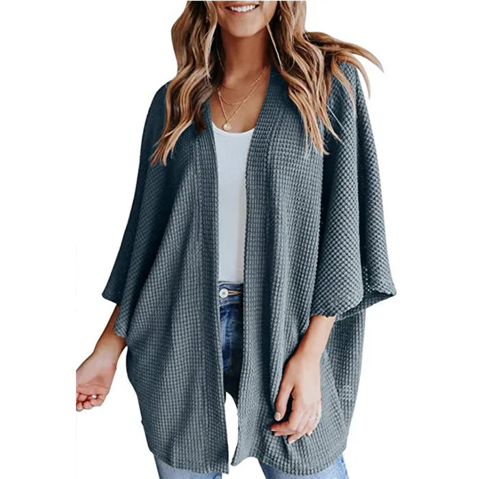 Bat Sleeve Waffle Gerson Damesvest – Oversized Comfort met Vleermuismouwen