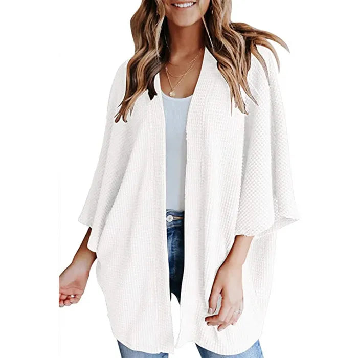 Bat Sleeve Waffle Gerson Damesvest – Oversized Comfort met Vleermuismouwen