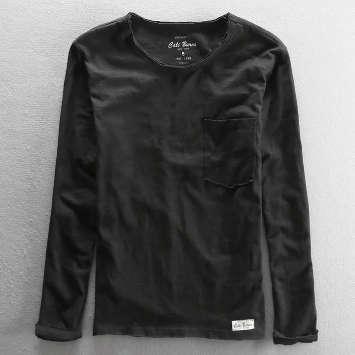 Vintage Katoenen Longsleeve met O-hals voor Heren