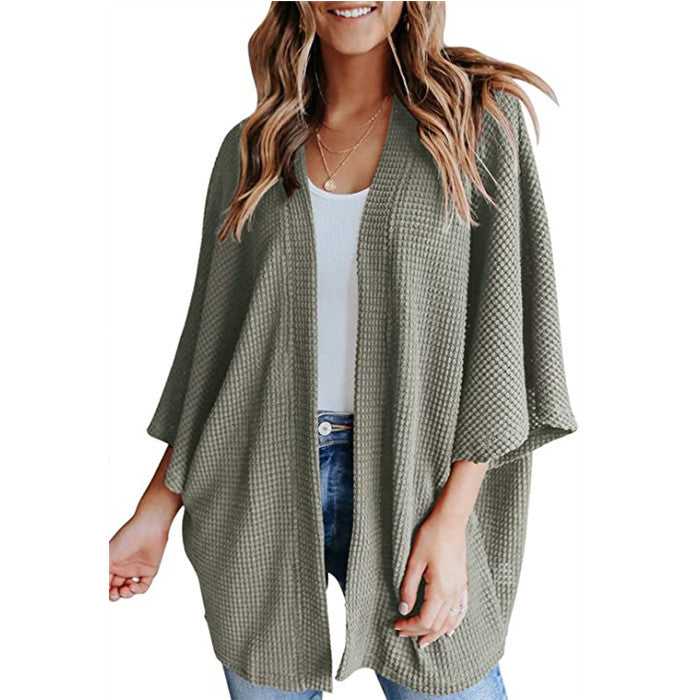 Bat Sleeve Waffle Gerson Damesvest – Oversized Comfort met Vleermuismouwen