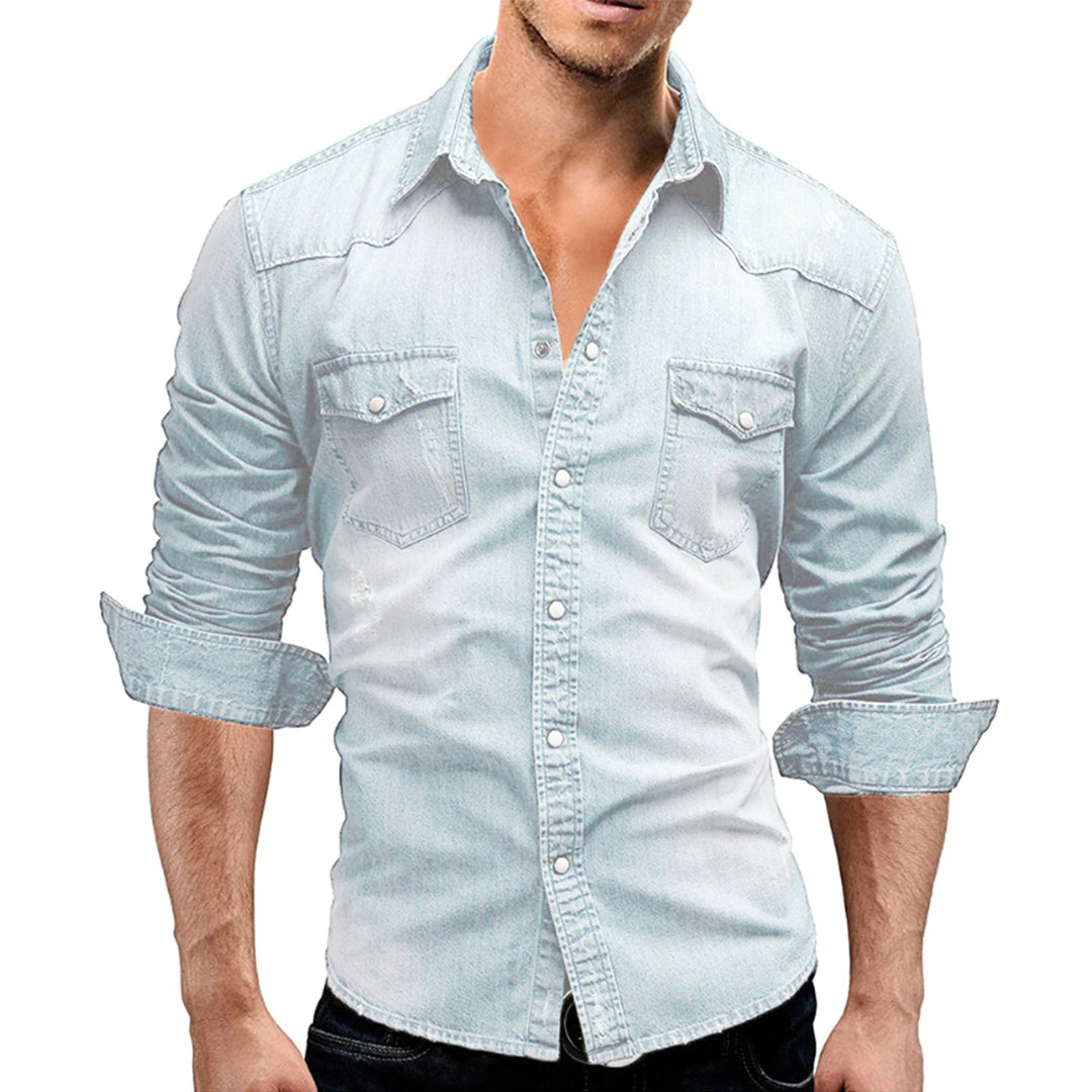 Overhemd heren - denim look - ideaal voor de zomer