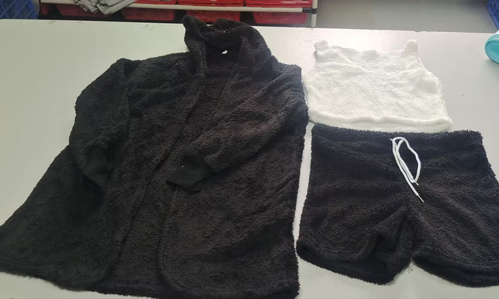 Crop Top, Lange Mouwen en Short met Trekkoord