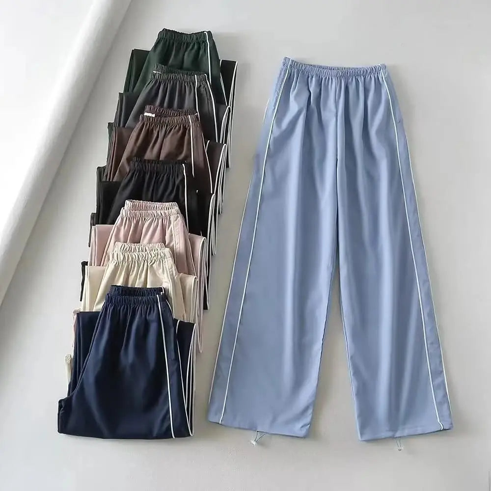 Baggy Cargo Parachute Pants met Trekkoord en Lage Taille