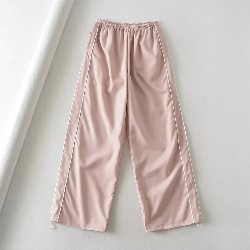 Baggy Cargo Parachute Pants met Trekkoord en Lage Taille