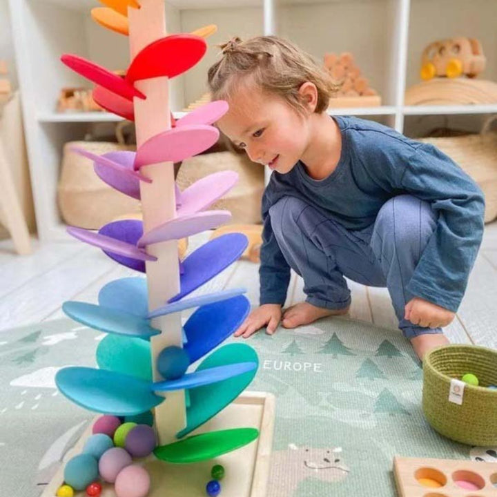 Regenboog knikkerboom speelgoed - montessori ballenval spel