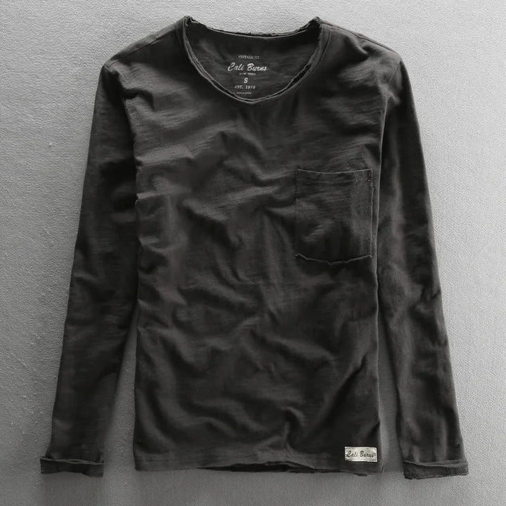 Vintage Katoenen Longsleeve met O-hals voor Heren