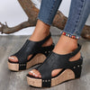 Peeptoe wedges met kruisstrik