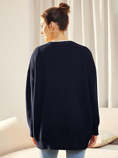 Oversized damesvest met V-hals en knoopsluiting - Aleen