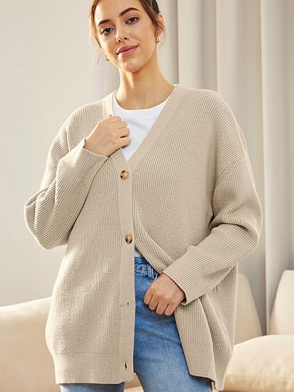 Oversized damesvest met V-hals en knoopsluiting - Aleen