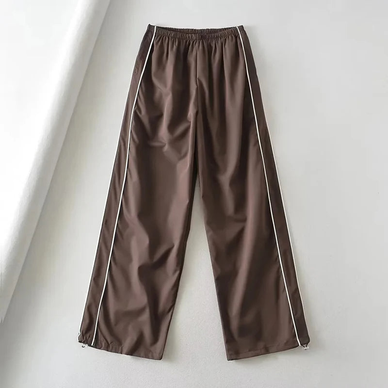 Baggy Cargo Parachute Pants met Trekkoord en Lage Taille