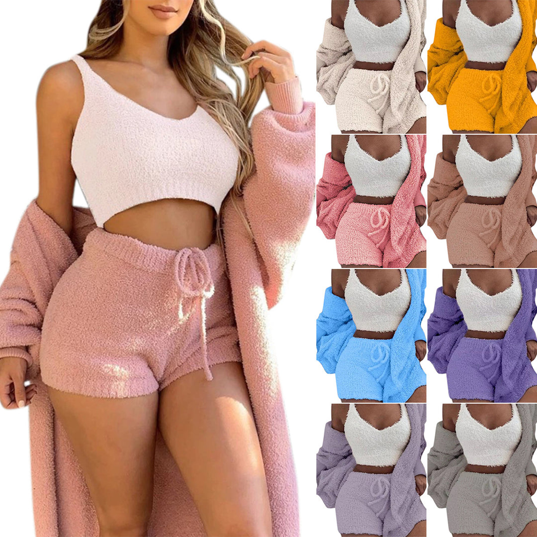 Crop Top, Lange Mouwen en Short met Trekkoord