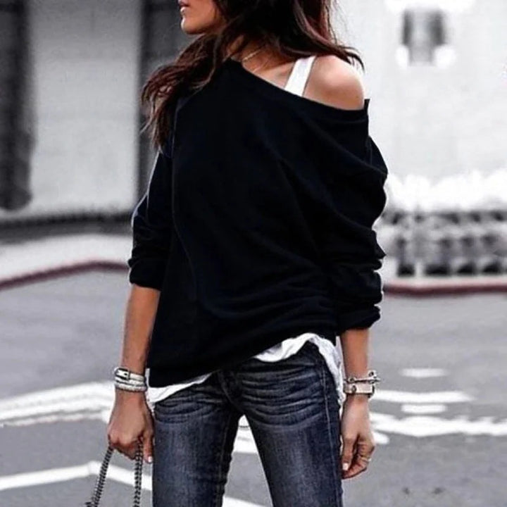 Eén off-shoulder losse warme damestrui - Beatrix