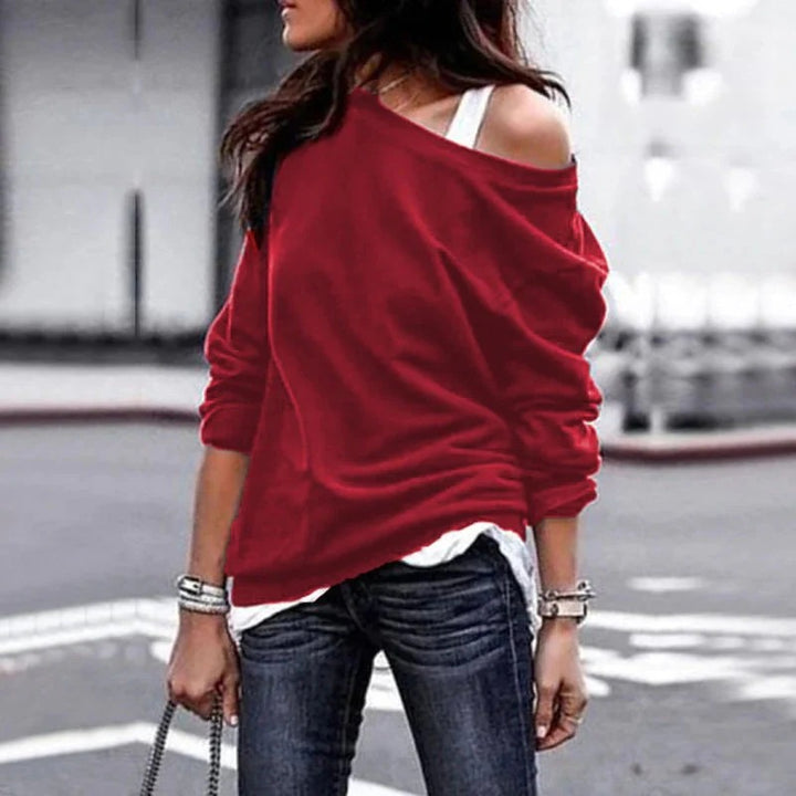Eén off-shoulder losse warme damestrui - Beatrix