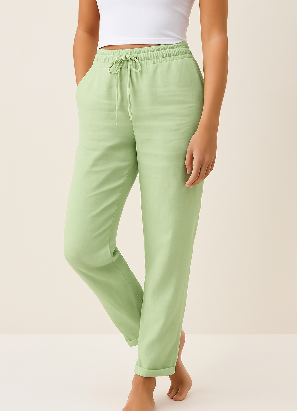 Luchtige Dames Broek met Linnenblend