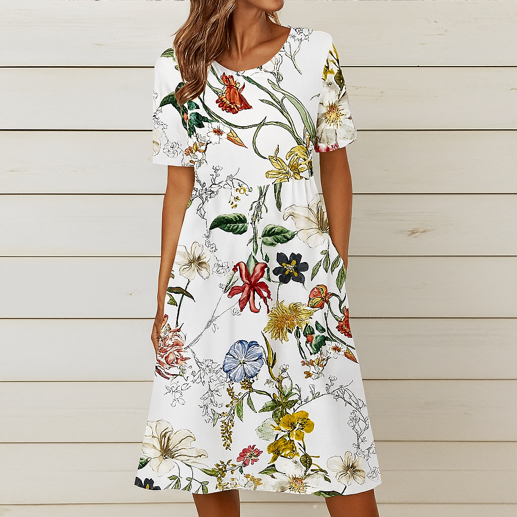 Zomerse shiftjurk met bloemenprint