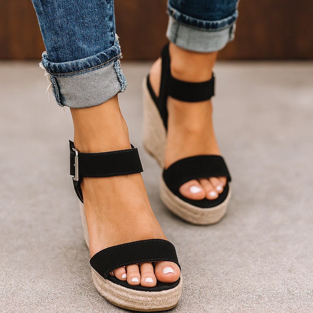 Espadrille-hak Open teen wigsandalen
