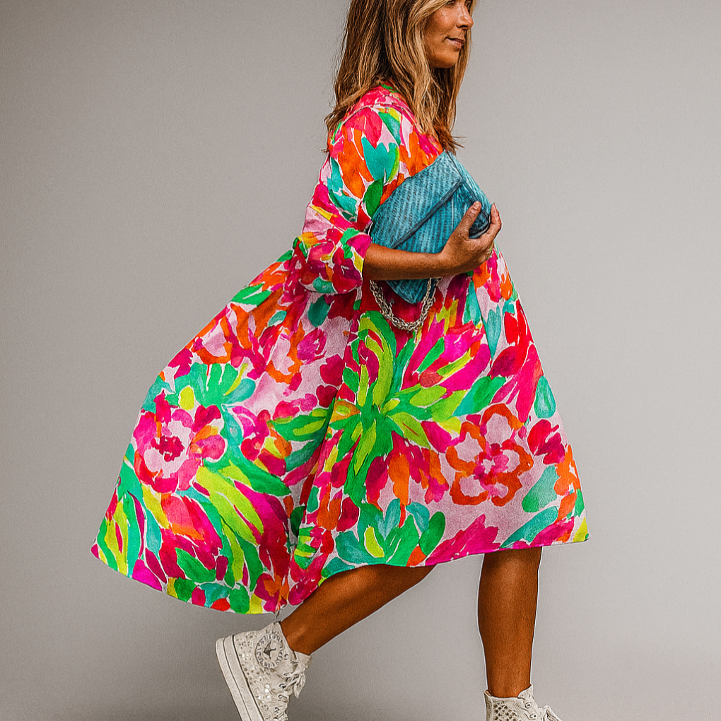 Oversized midi-jurk met bloemenprint
