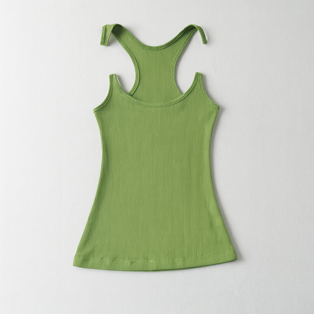 Dames tanktop met onzichtbare bandjes en ribbels