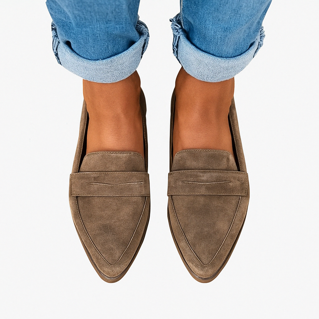 Trendy comfortabele instappers loafers suèdelook voor dames - Hollie
