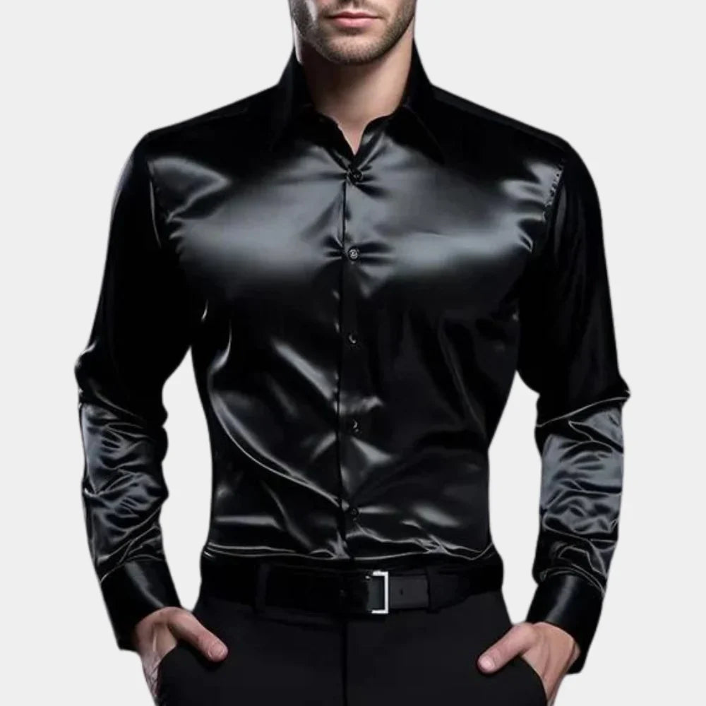 Luxe Satijnen Overhemd met Slim Fit Pasvorm