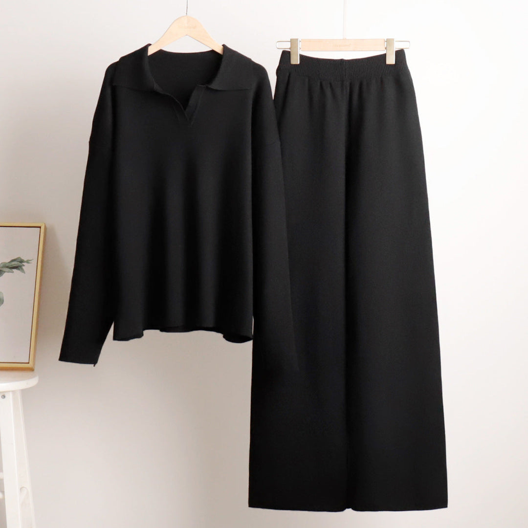 Lounge Set met Brede Broek en Polosweater