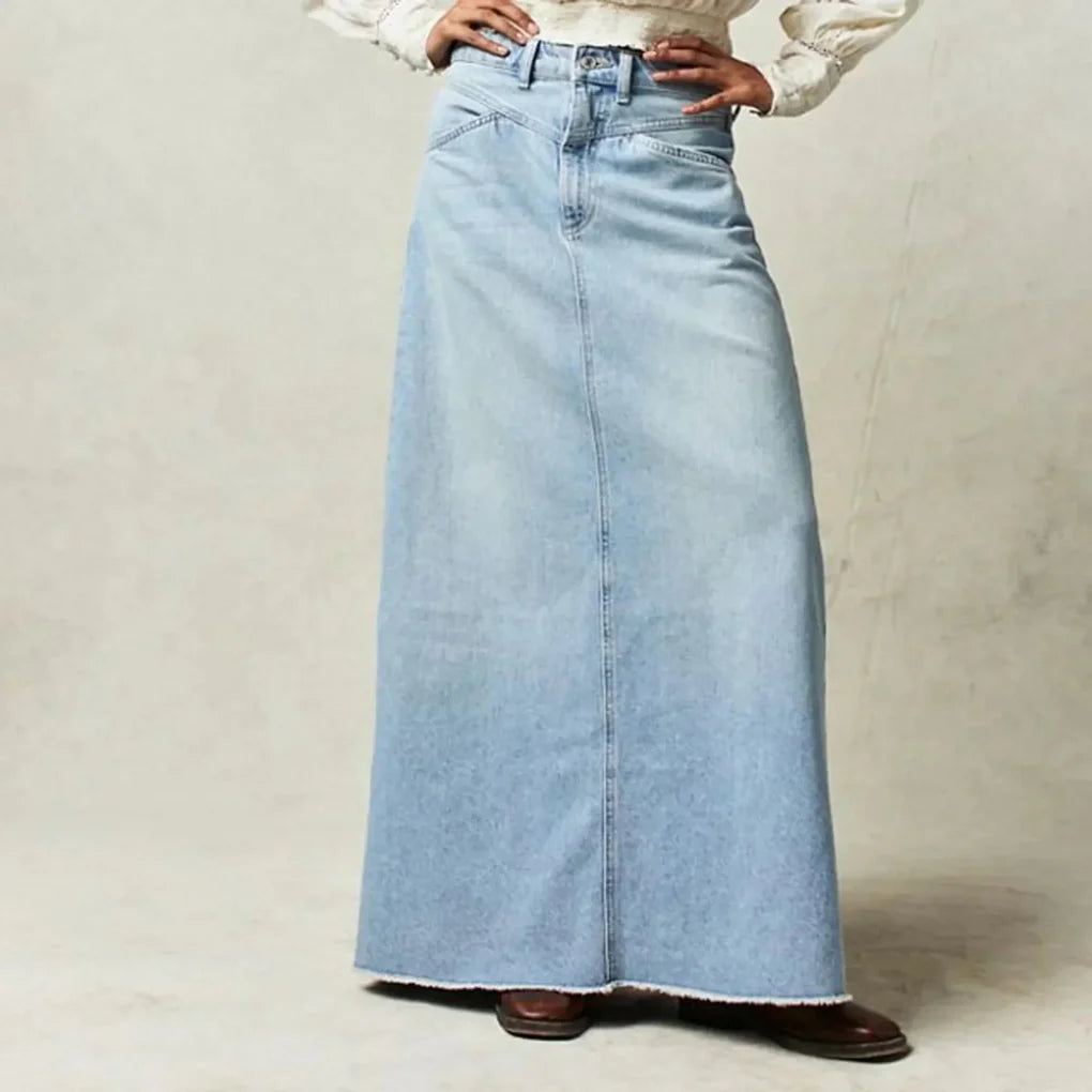 Hoge taille rechte denim rok