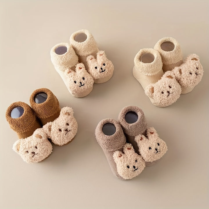 Antislip sokschoentjes voor pasgeboren meisjes en jongen met schattig berenontwerp - Angelie