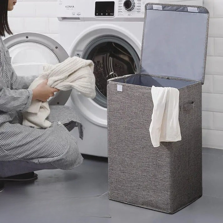 Inklapbare ruime wasmand met deksel