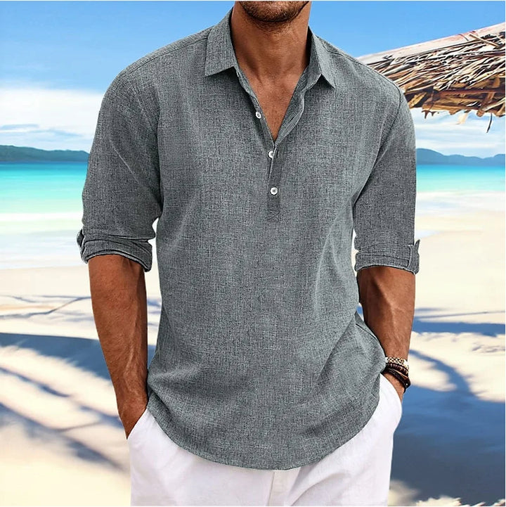 Casual Linnen Shirt met Lange Mouwen voor Heren