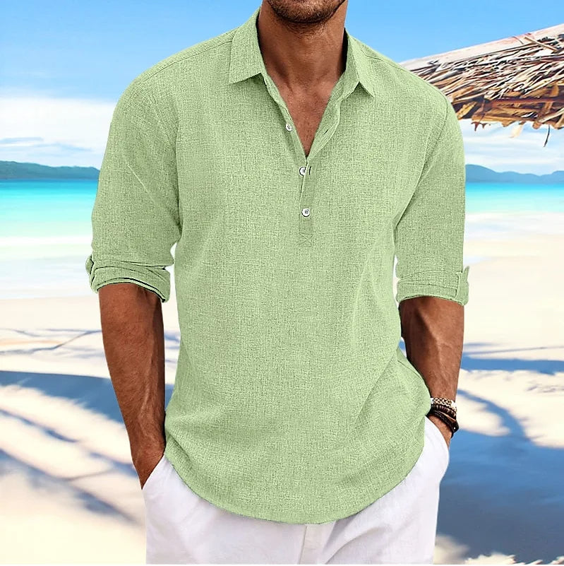 Casual Linnen Shirt met Lange Mouwen voor Heren