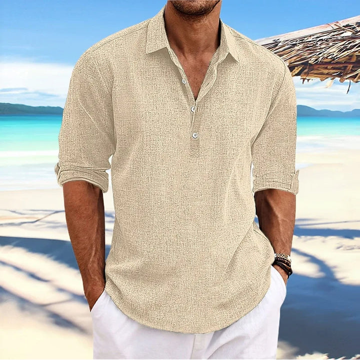 Casual Linnen Shirt met Lange Mouwen voor Heren
