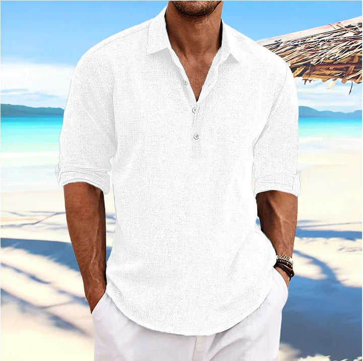 Casual Linnen Shirt met Lange Mouwen voor Heren