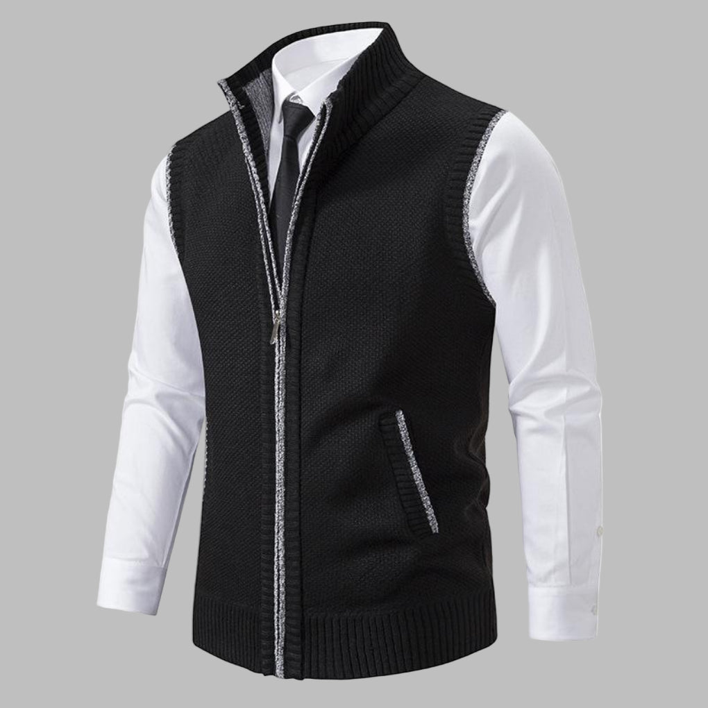 Klassiek gebreid vest met ritssluiting voor heren