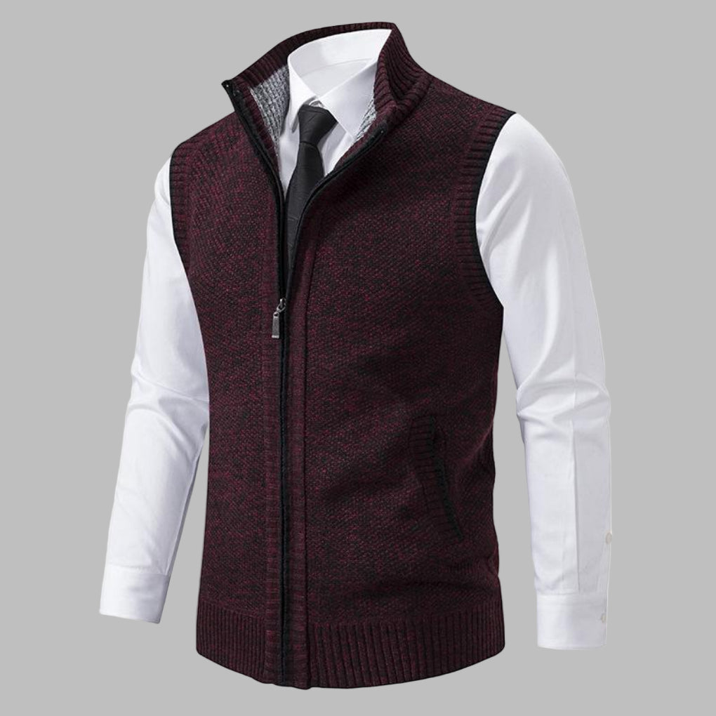Klassiek gebreid vest met ritssluiting voor heren