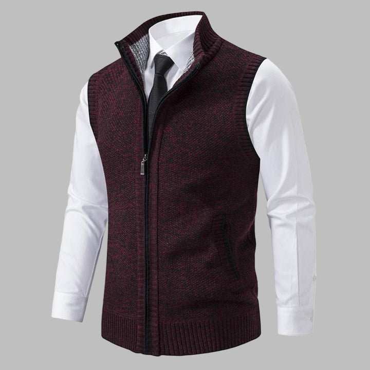 Klassiek gebreid vest met ritssluiting voor heren