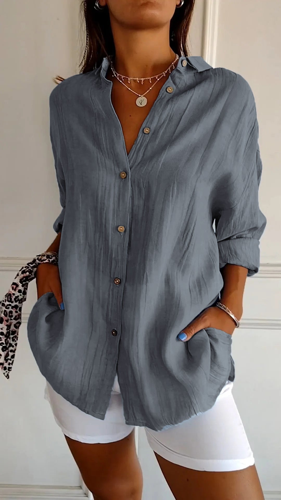 Loszittende Blouse voor dames - Luchtig en Comfortabel - Met knopen sluiting