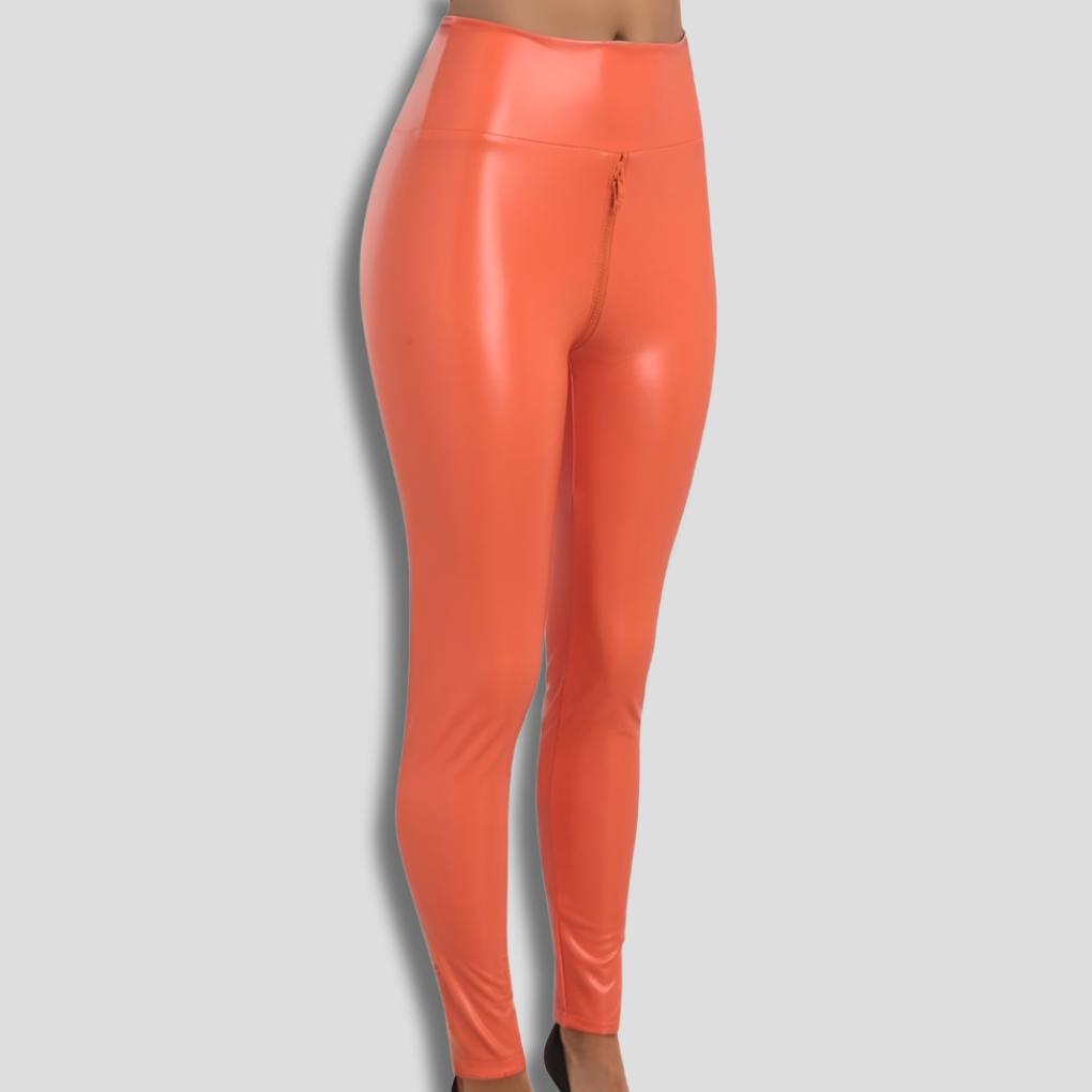 Elegante glanzende legging met rits