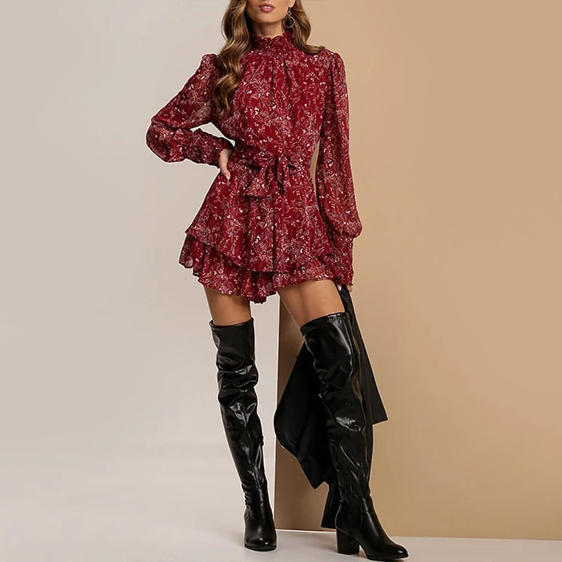 Stijlvolle Mini Jurk met Bloemen Patroon voor Vrouwen