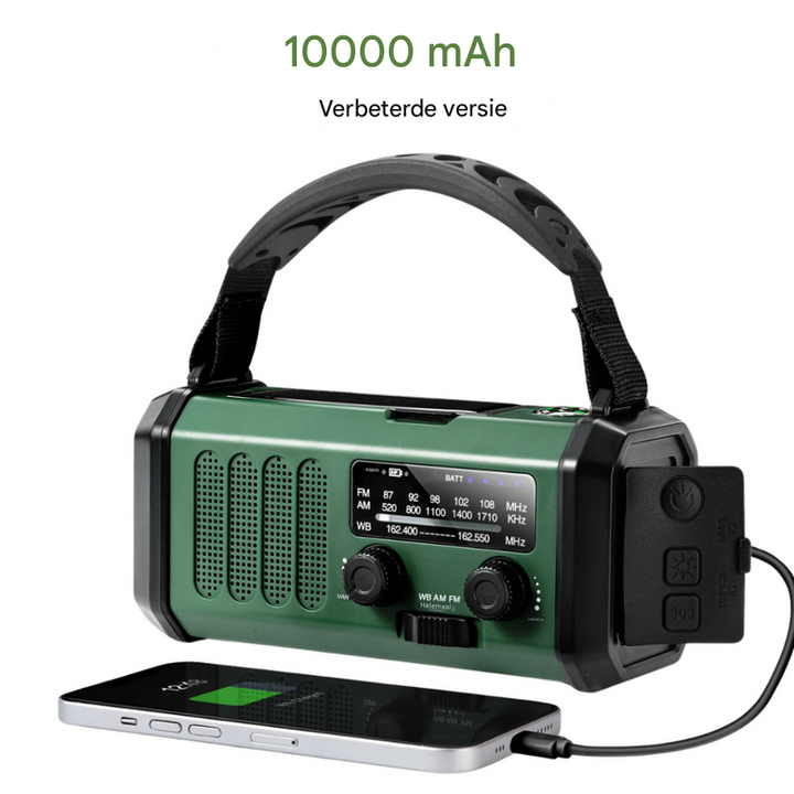 Universele noodkruk en zonneradio