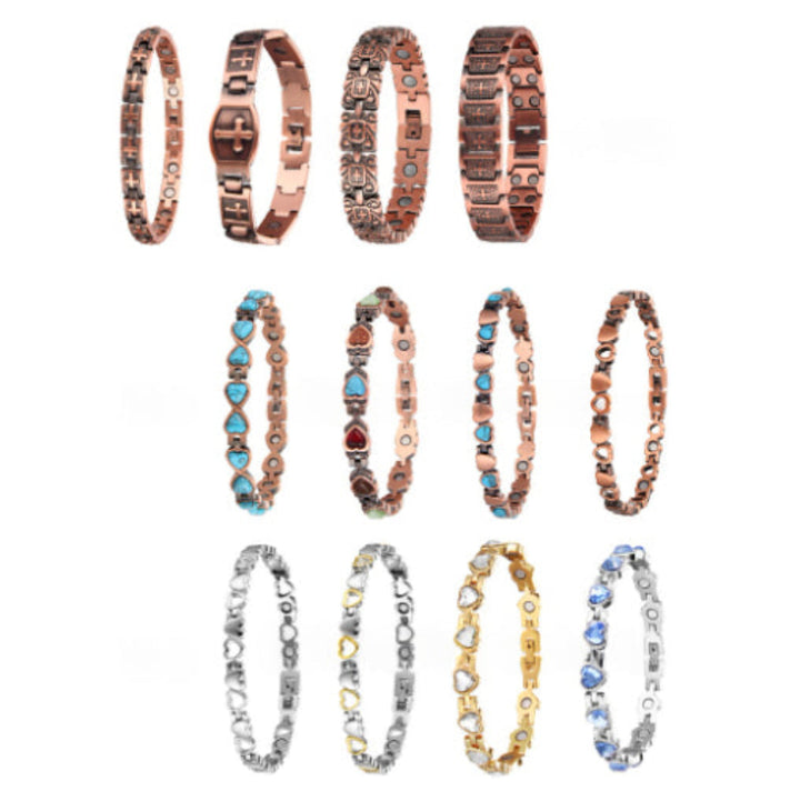 Magnetic Retro And Stylish Open Design Red Copper Bracelet