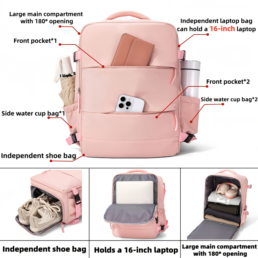 Handbagagerugzak met grote inhoud en schoenenvak