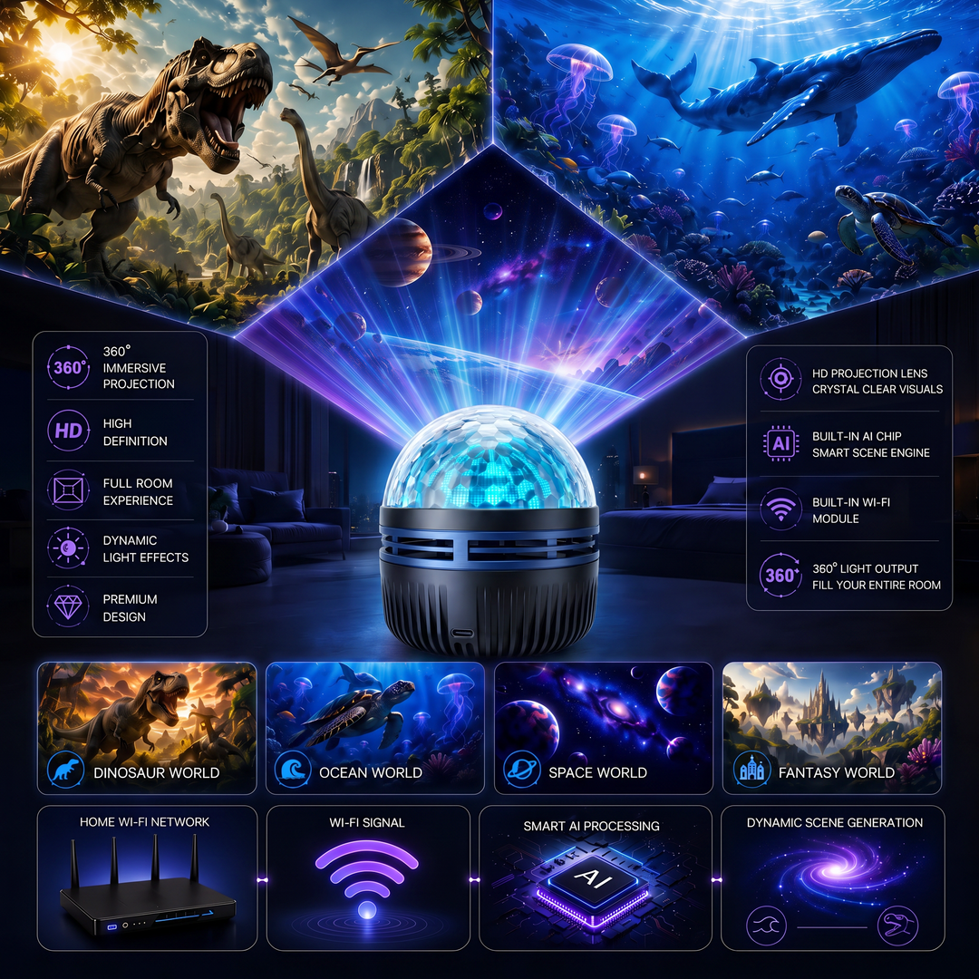 360° Dynamische Galaxy-sterrenhemelprojector nachtlampje met zwanenhals en USB-voeding