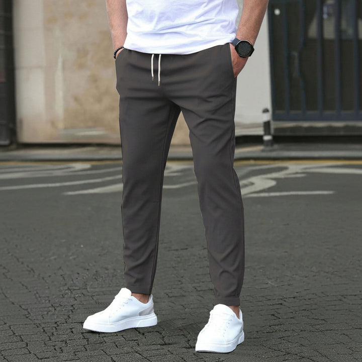 Casual Slim Fit Leather Tag Cropped Pants Solid Color Pants