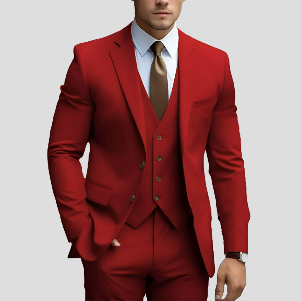 Elegant 3-delig beige slim fit herenpak