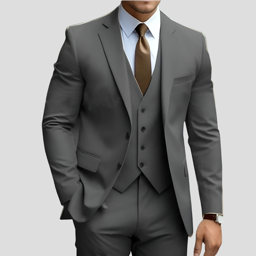 Elegant 3-delig beige slim fit herenpak