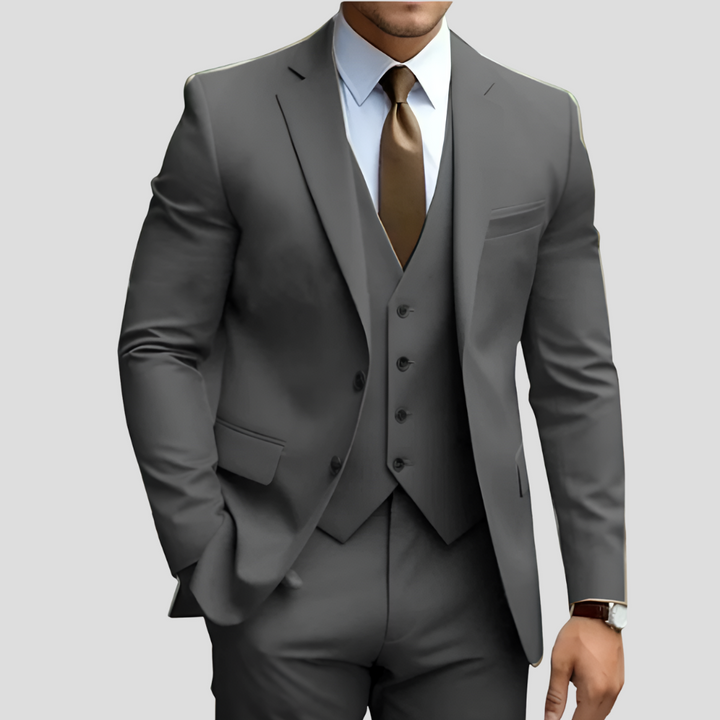 Elegant 3-delig beige slim fit herenpak
